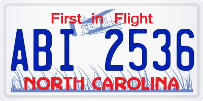 NC license plate ABI2536