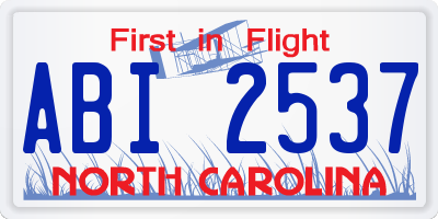 NC license plate ABI2537