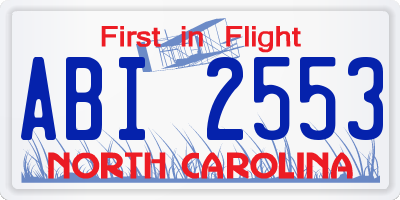 NC license plate ABI2553