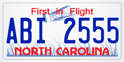 NC license plate ABI2555