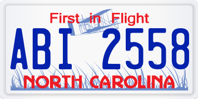 NC license plate ABI2558