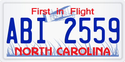 NC license plate ABI2559