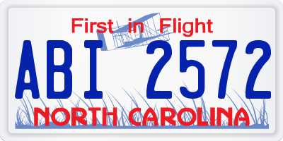 NC license plate ABI2572