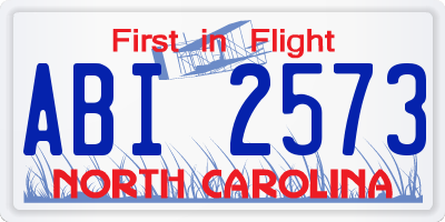 NC license plate ABI2573