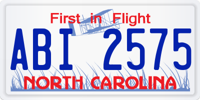 NC license plate ABI2575