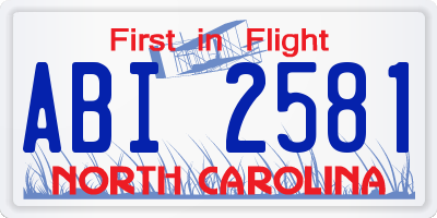 NC license plate ABI2581