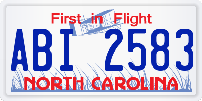 NC license plate ABI2583