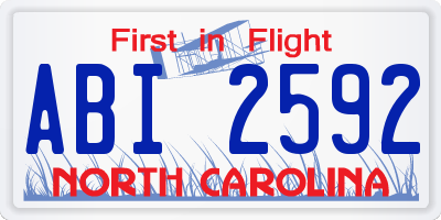 NC license plate ABI2592