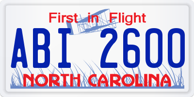 NC license plate ABI2600