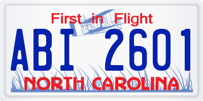 NC license plate ABI2601