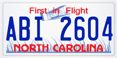 NC license plate ABI2604