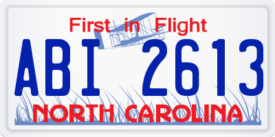 NC license plate ABI2613