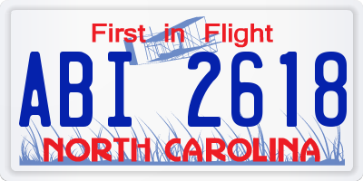 NC license plate ABI2618