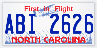 NC license plate ABI2626