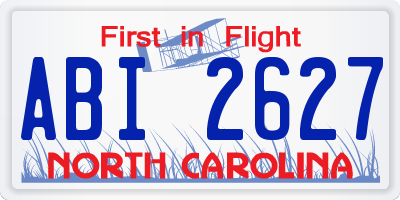 NC license plate ABI2627