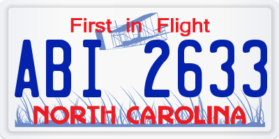 NC license plate ABI2633