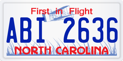 NC license plate ABI2636