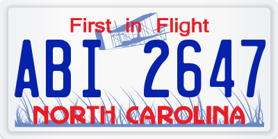 NC license plate ABI2647