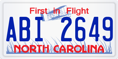 NC license plate ABI2649