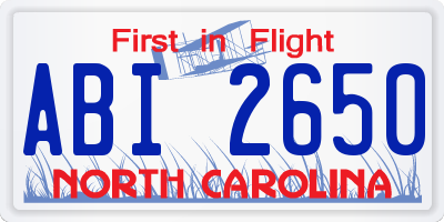 NC license plate ABI2650