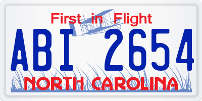 NC license plate ABI2654