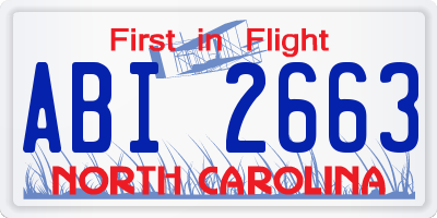 NC license plate ABI2663