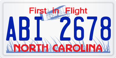 NC license plate ABI2678