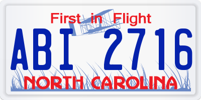 NC license plate ABI2716