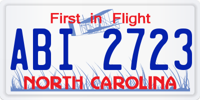 NC license plate ABI2723