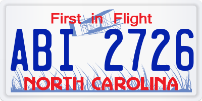 NC license plate ABI2726