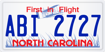 NC license plate ABI2727