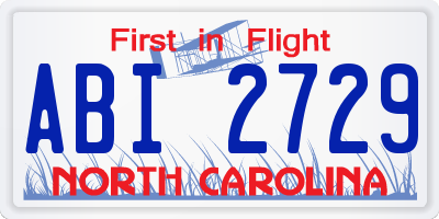 NC license plate ABI2729