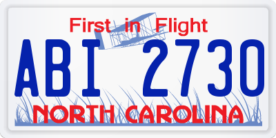 NC license plate ABI2730