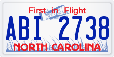 NC license plate ABI2738