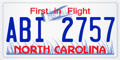 NC license plate ABI2757