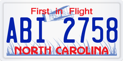 NC license plate ABI2758