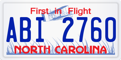 NC license plate ABI2760