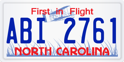NC license plate ABI2761