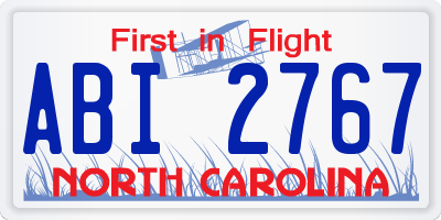 NC license plate ABI2767