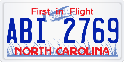 NC license plate ABI2769