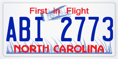 NC license plate ABI2773