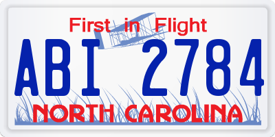 NC license plate ABI2784