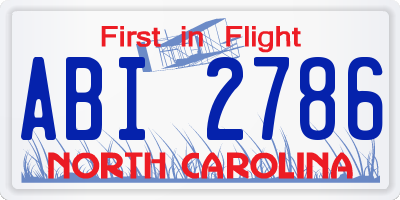 NC license plate ABI2786