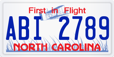 NC license plate ABI2789