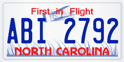 NC license plate ABI2792