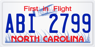 NC license plate ABI2799