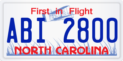 NC license plate ABI2800