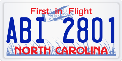 NC license plate ABI2801