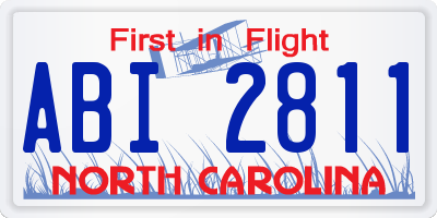 NC license plate ABI2811