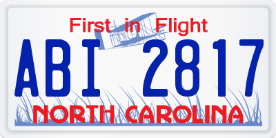 NC license plate ABI2817